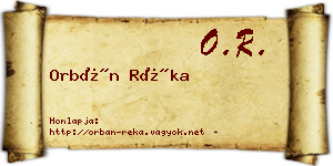 Orbán Réka névjegykártya